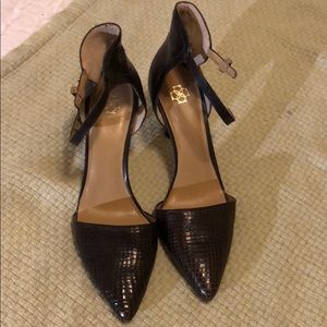 Alligator ankle strap leather heels